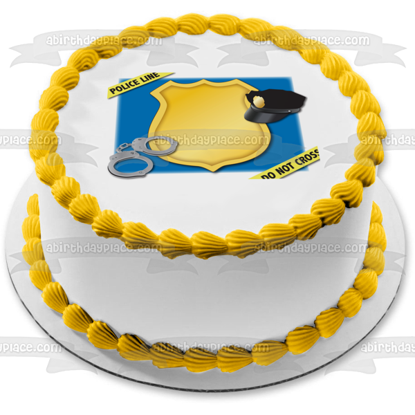 Police Items Badge Handcuffs Police Hat Do Not Cross Police Line Edible Cake Topper Image ABPID01209