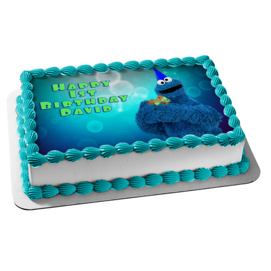 Sesame Street Cookie Monster Cookie Edible Cake Topper Image ABPID03544