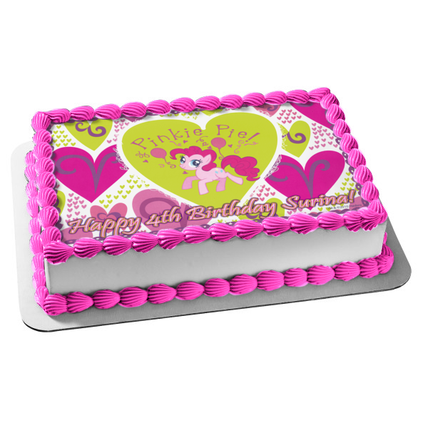 My Little Pony Pinkie Pie Hearts Edible Cake Topper Image ABPID04376