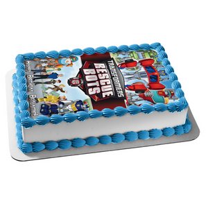 Transformers Rescue Bots Optimus Prime Boulder Blades Quickshadow Chase Edible Cake Topper Image ABPID05023