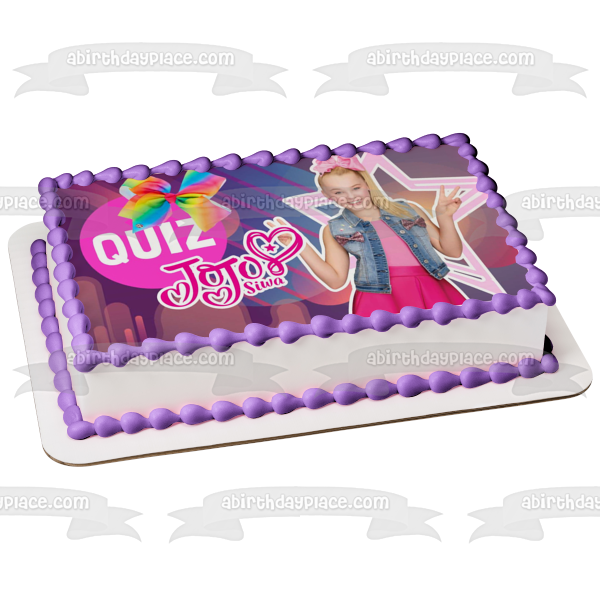 Jo Jo Siwa Quiz Hearts Stars Hairbows Edible Cake Topper Image ABPID15222