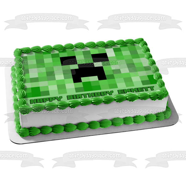 Minecraft Creeper Face Green Edible Cake Topper Image ABPID27364 – A  Birthday Place