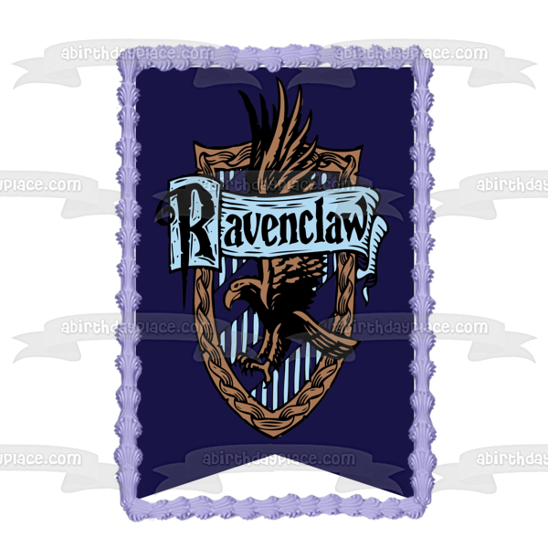 Harry Potter Hogwarts Ravenclaw Crest Blue Background Edible Cake Topper Image ABPID27813