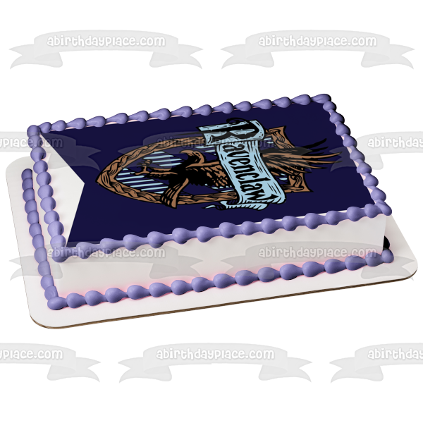 Harry Potter Hogwarts Ravenclaw Crest Blue Background Edible Cake Topper Image ABPID27813