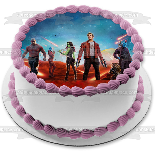 Guardians of Galaxy Gamora Star-Lord Thanos and Nebula Edible Cake Topper Image ABPID06355
