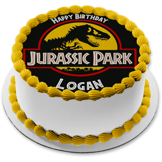Jurassic Park Logo and T-Rex Edible Cake Topper Image ABPID04001