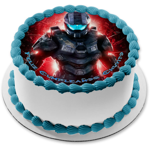 Halo 4 Halo Nation John-117 Red Background Edible Cake Topper Image ABPID06415