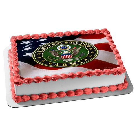 United States Army Emblem Eagle American Flag Edible Cake Topper Image ABPID27504