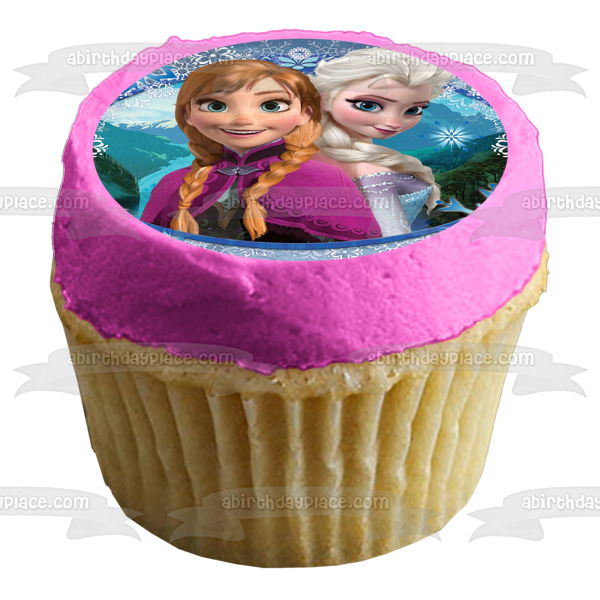 Disney Frozen Anna Elsa Snowflakes Edible Cake Topper Image ABPID53624