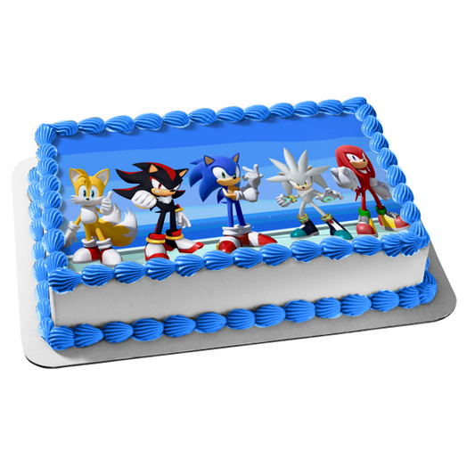 Sonic the Hedgehog Knuckles Tails Shadow and Silver Edible Cake Topper Image ABPID53626
