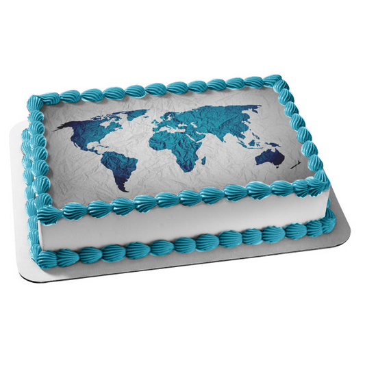 Textured Real World Map Edible Cake Topper Image ABPID53634