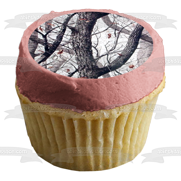 Trees Leaves Falling Black and White Edible Cake Topper Image ABPID01512