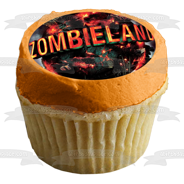 Zombieland Movie Cover Exploding Fiery Planet Edible Cake Topper Image ABPID00317