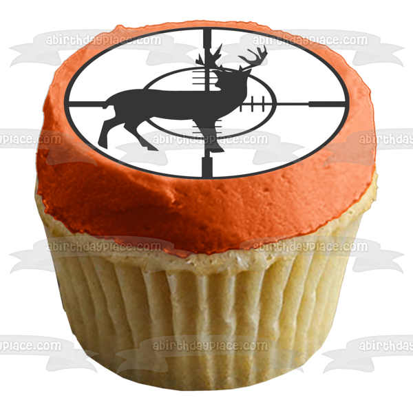 Deer Hunting Target Silhouette Black and White Edible Cake Topper Image ABPID01437