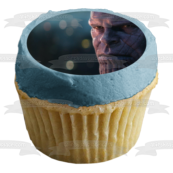 Avengers Thanos Face Close Up Edible Cake Topper Image ABPID01467