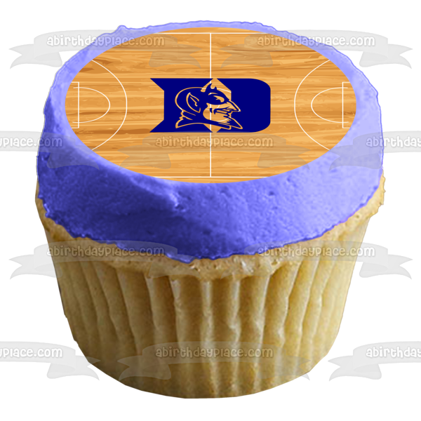Duke Blue Devils Logo Basketball Court Edible Cake Topper Image ABPID01621