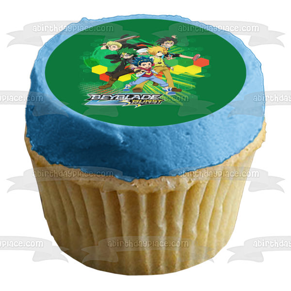 Beyblade Burst Evolution Valt Aoi Wakiya Komurasaki Ken Midori and Ray Kon Edible Cake Topper Image ABPID01629