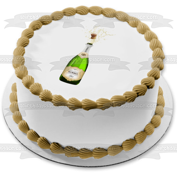 Korbel California Champagne Bottle with a Pop Cork Edible Cake Topper Image ABPID01862