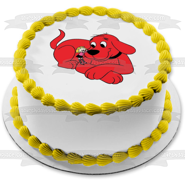 Clifford the Big Red Dog and Emily Cuddling Edible Cake Topper Image ABPID01763