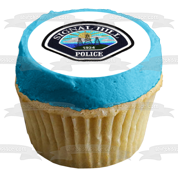 Signal Hill Police Department Badge Edible Cake Topper Image ABPID0179