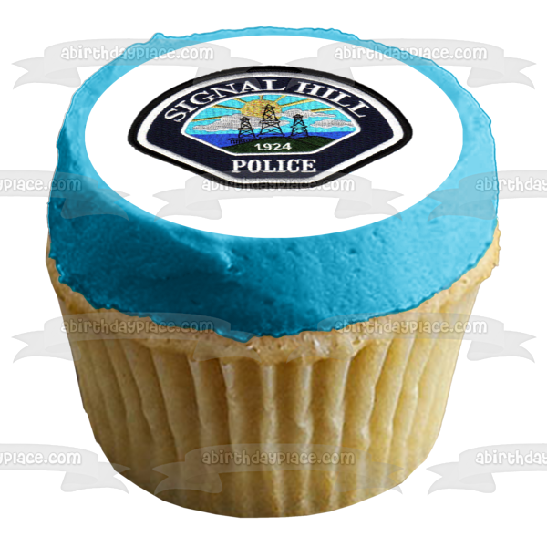 Signal Hill Police Department Badge Edible Cake Topper Image ABPID01799