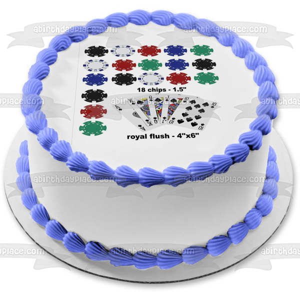 Poker Playing Cards and Chips Edible Cake Topper Image ABPID05213