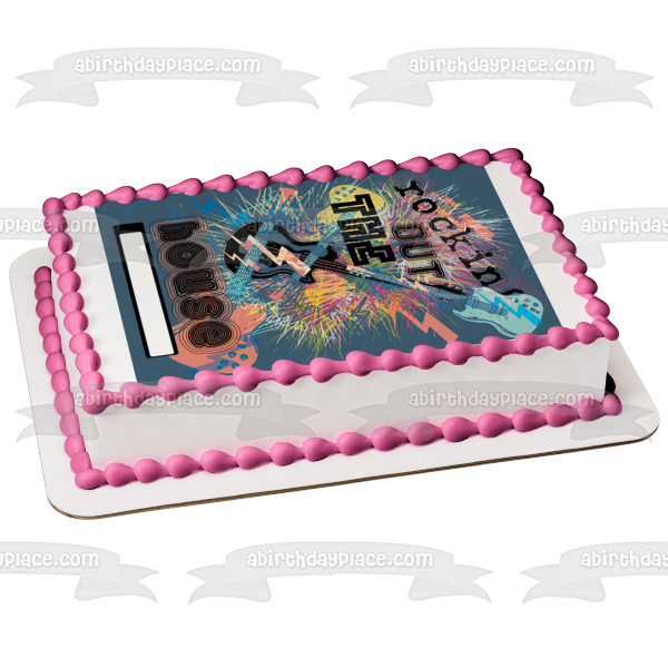Rockin Out the House Electric Guitars Edible Cake Topper Image ABPID49686