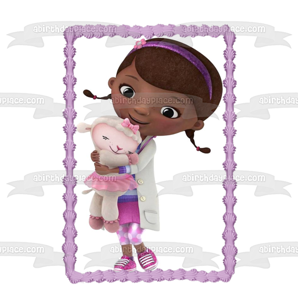 Doc McStuffins Hugging and Lambie Edible Cake Topper Image ABPID03377