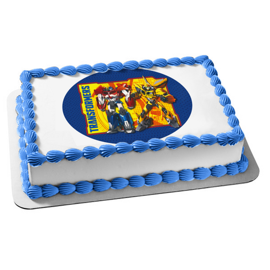Transformers Bumblebee Optimus Prime Edible Cake Topper Image ABPID49712