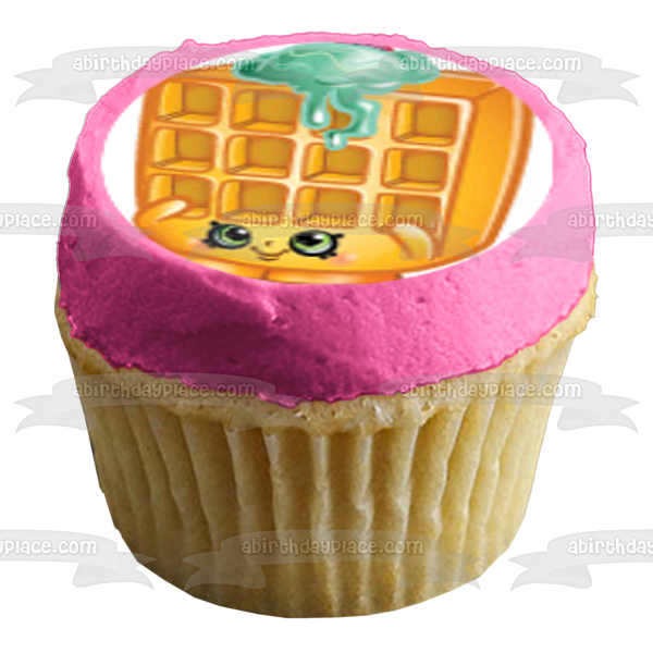 Shopkins Shoppies Kooky Cookie Poppa Pretzle Waffle Sue Wishes and Polly Polish Edible Cupcake Topper Images ABPID03384