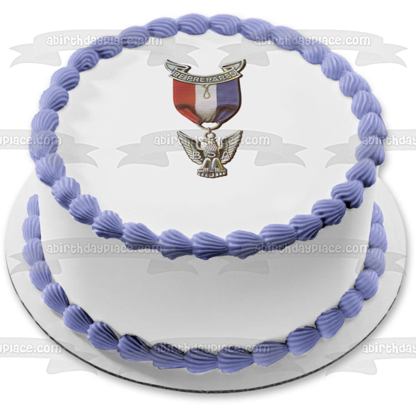 Eagle Scout Court of Honor American Flags and the Logo Edible Cake Topper Image ABPID03402