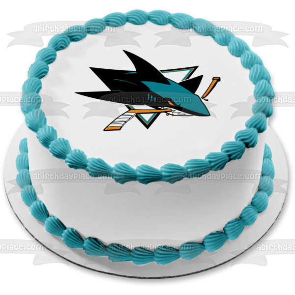 San Jose Sharks Logo NHL Sports Edible Cake Topper Image ABPID03447