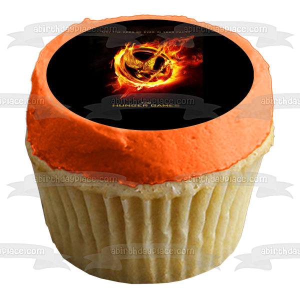 The Hunger Games Logo and Fire Edible Cake Topper Image ABPID03478