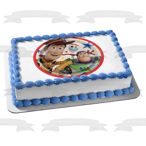 Toy Story 4 Buzz Lightyear Woody Edible Cake Topper Image ABPID49854