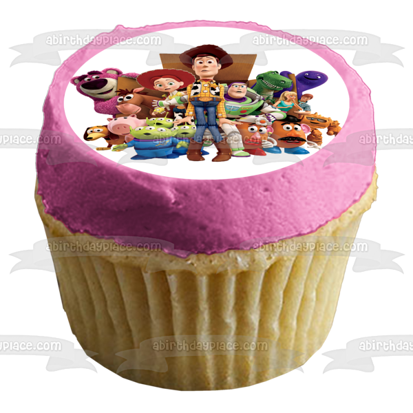 Toy Story Woody Buzz Lightyear Mr. Potato Head Mrs. Potato Head Bo Peep Rex Hamm Edible Cake Topper Image ABPID49915