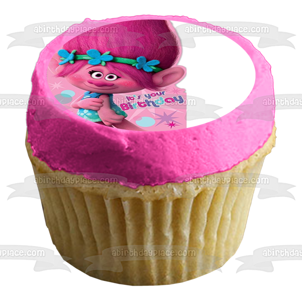 Trolls Princess Poppy Happy Birthday Edible Cake Topper Image ABPID05579