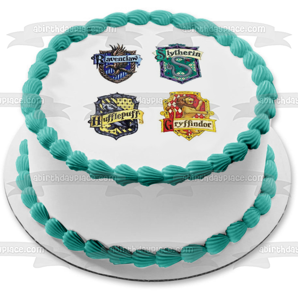 Harry Potter Hogwarts House Crest Ravenclaw Slytherin Hufflepuff and Gryffindor Edible Cake Topper Image ABPID03784