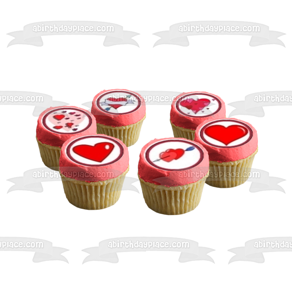 Valentine's Day Love Hearts Cupids and Arrows Edible Cupcake Topper Images ABPID05706