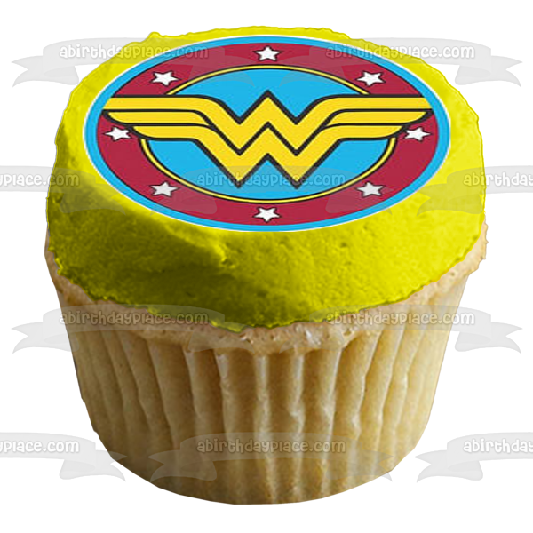 Superhero Logo Superman Batman the Flash Wonder Woman and Green Lantern Edible Cupcake Topper Images ABPID03442