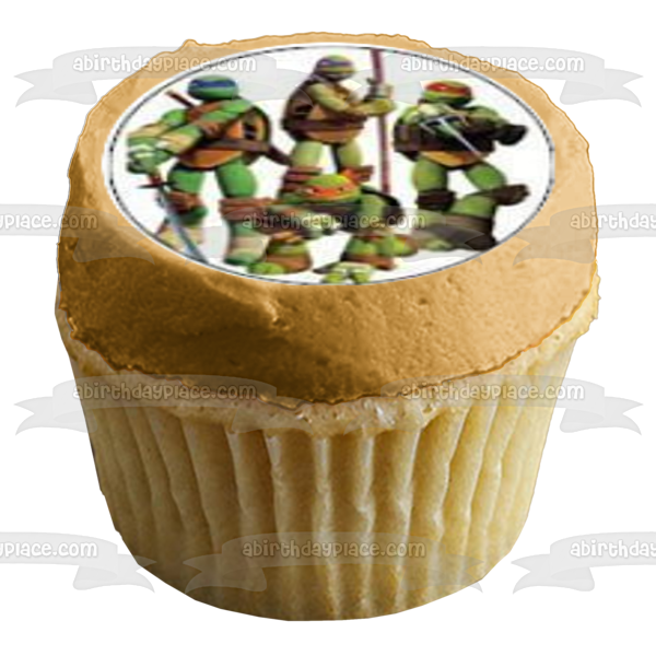 Ninja Turtles Logo Donatello Michaelangelo Raphael and Leonardo Edible Cupcake Topper Images ABPID03546