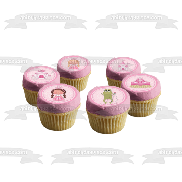Happy Birthday Princesses Frog and a Cake Edible Cupcake Topper Images ABPID05825
