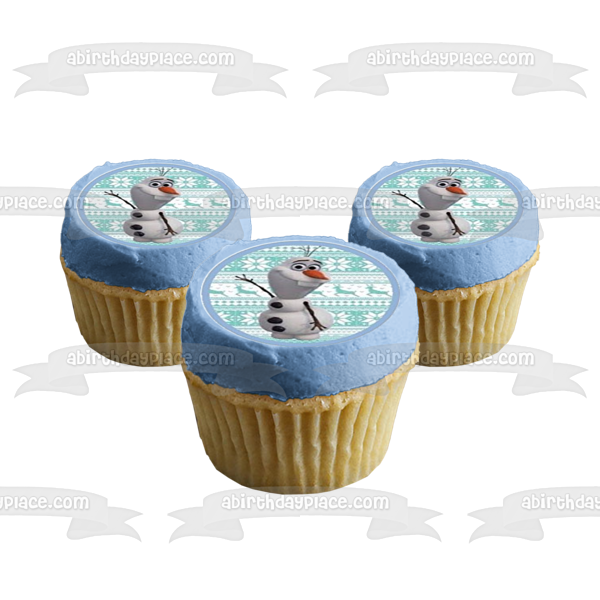 Frozen Olaf Blue Snowflake Background Edible Cupcake Topper Images ABPID07353