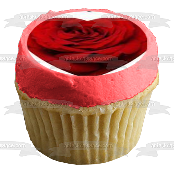 Love Roses and Hearts Edible Cupcake Topper Images ABPID07417