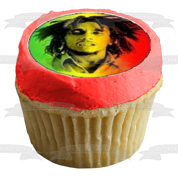 Bob Marley Red Yellow Green Edible Cupcake Topper Images ABPID07606