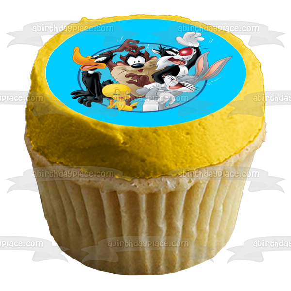 Looney Tunes Tazmanian Devil Daffy Duck Bugs Bunny Tweety Bird Sylvester Edible Cupcake Topper Images ABPID14856