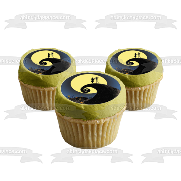 Nightmare Before Christmas Jack Skellington Sally Moonlight Edible Cupcake Topper Images ABPID27567