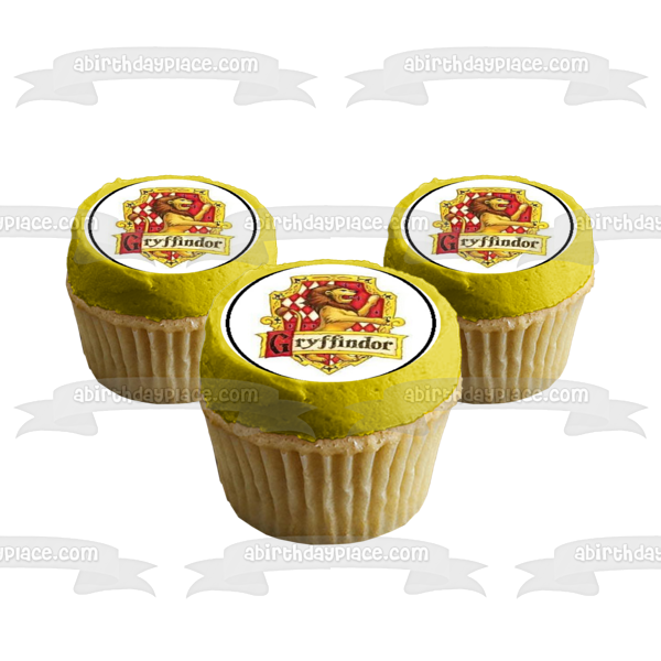 Harry Potter Gryffindor Crest Lion Edible Cupcake Topper Images ABPID27588