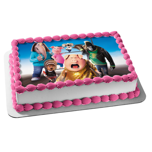 Sing Johnny Mena Buster Ash Rosita Animated Movie Edible Cake Topper Image ABPID53661