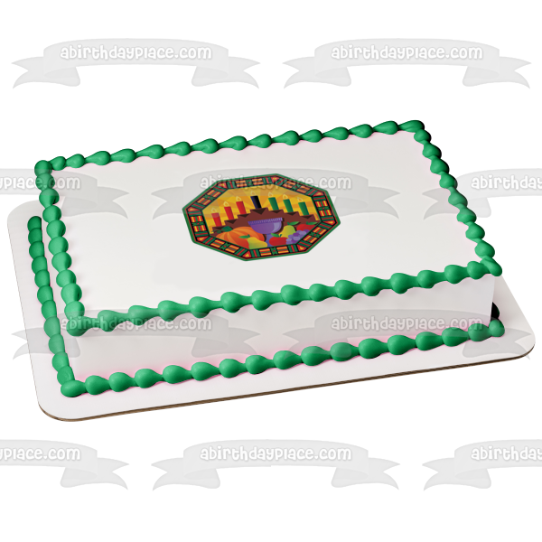 Kwanzaa Kinara Fruits Edible Cake Topper Image ABPID53694