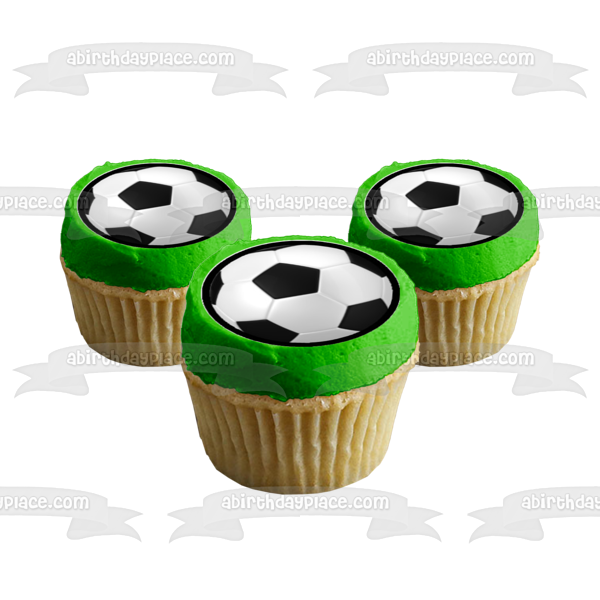 Soccer Balls Sports Edible Cupcake Topper Images ABPID05815
